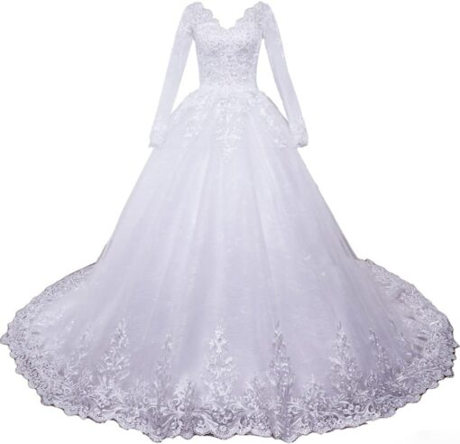 Robe De Mariée Hiver Manches Longues Blanche image 1 | Soirée Blanche