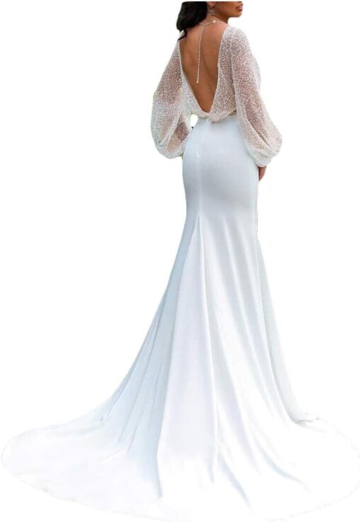 Robe De Mariée Sirène Dentelle Florale Blanche image 5 | Soirée Blanche