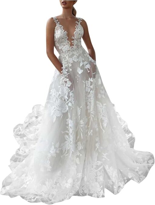 Robe De Mariée Dentelle Bohème Blanche