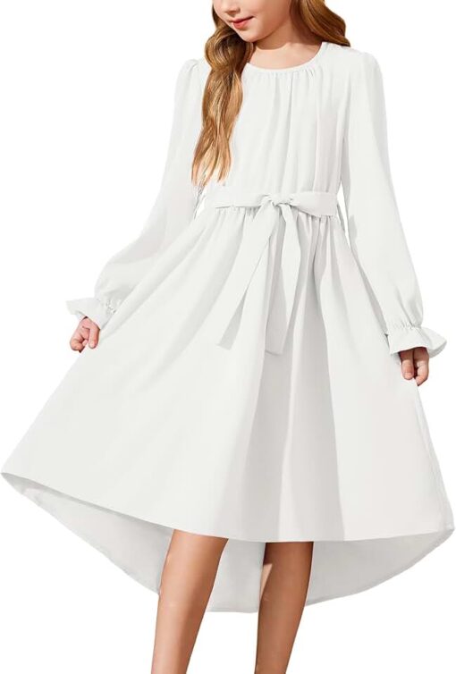 Robe Blanche De Communion À Fleurs Pour Fille